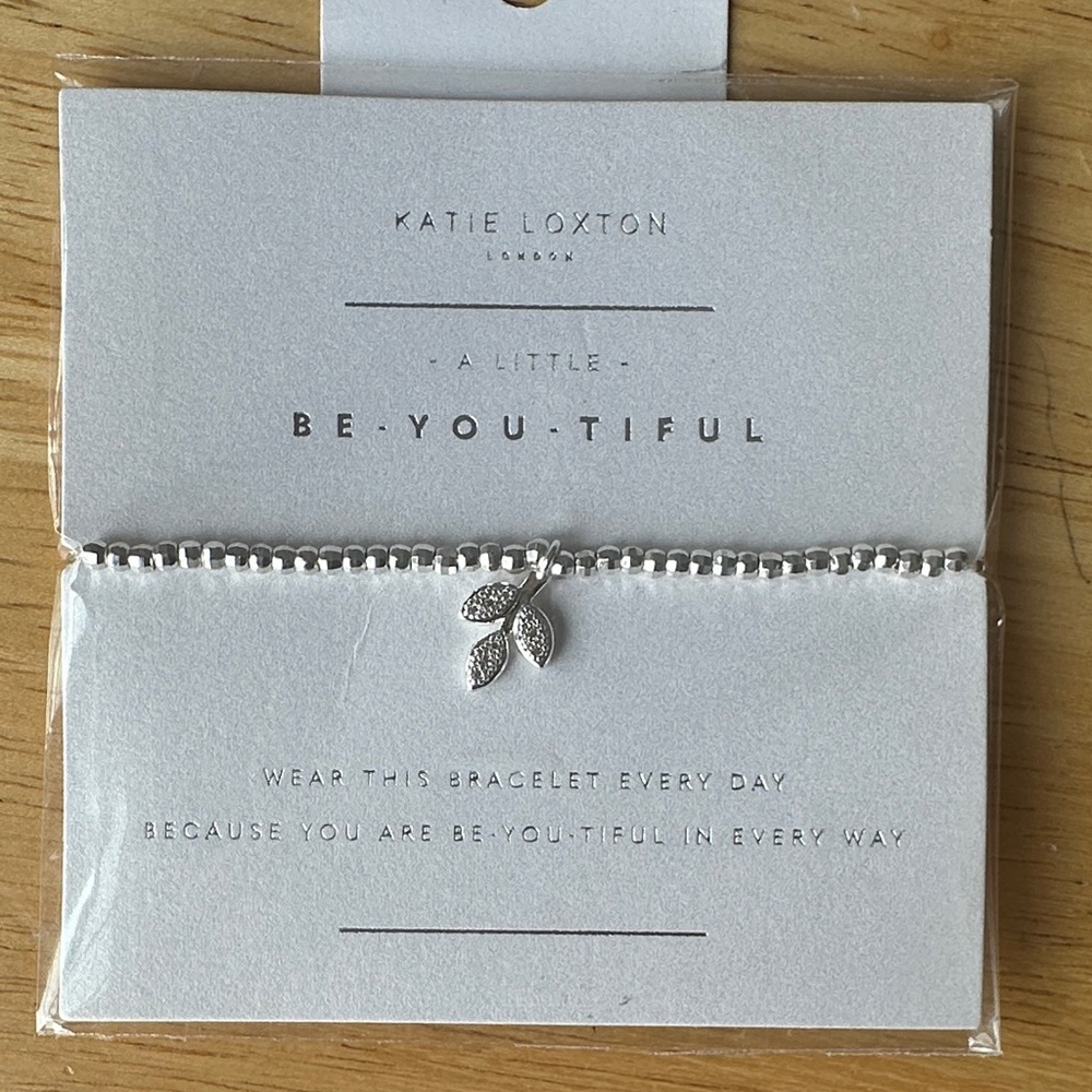 Katie Loxton Silver Leaf Charm Bracelet - Delicate Everyday Sparkle